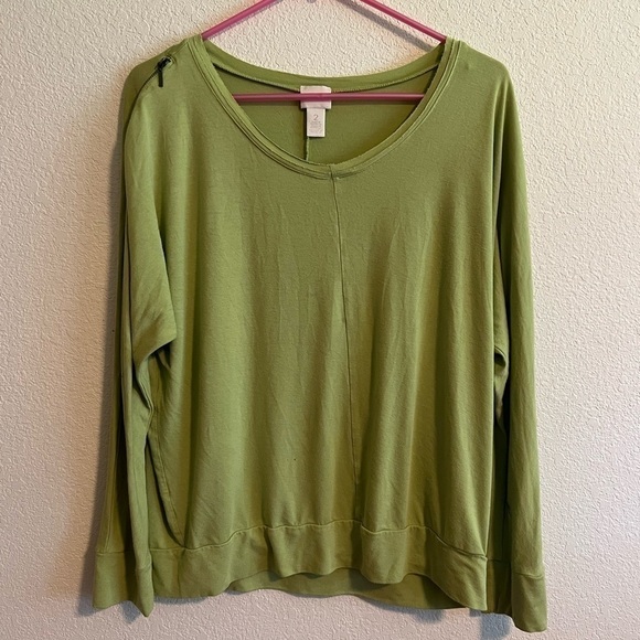 CHICO'S Lime Green Shirt Size L/2 - Picture 1 of 8